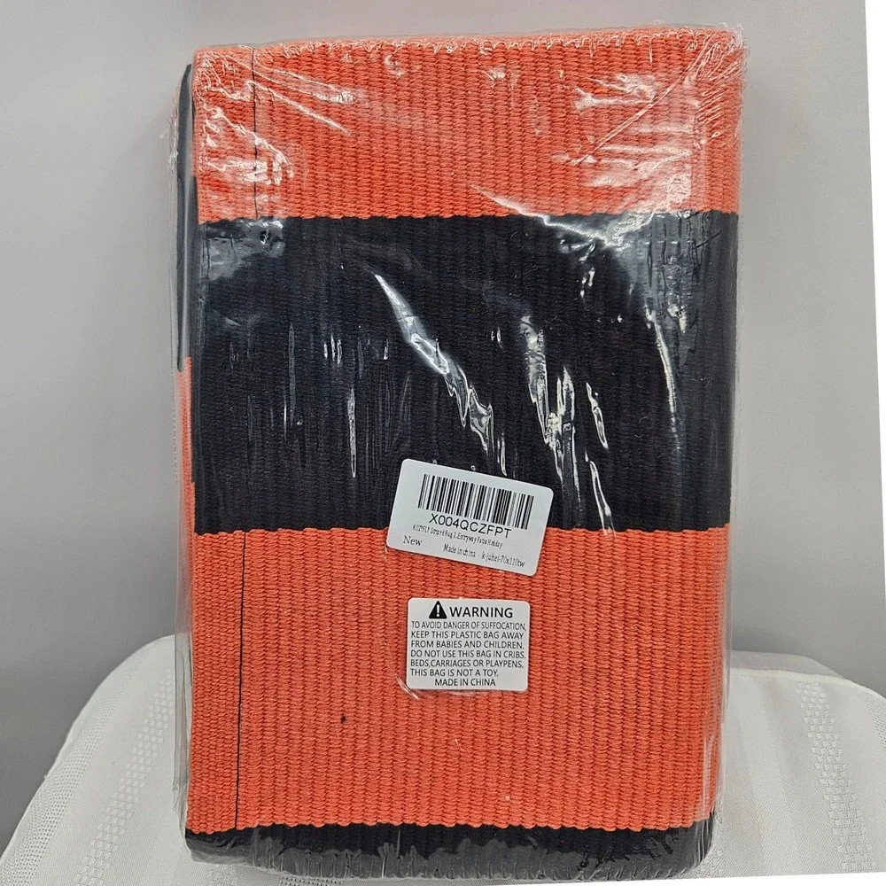 KOZYFLY Striped Rug Orange Black Entryway Patio Holiday 70x110cm New